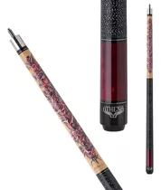 Ath11 Pool/billiards Cue -onlay Of Roses On Natural Stained 