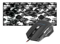 Kit Mouse Gamer Predator + Mouse Pad Grande Camuflado Eg 402 Cor Preto