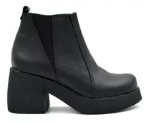 Botas De Cuero Mujer Cortas Plataforma Comodas Livianas 750n