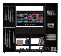 Closet Manila Z-200n 7 Puertas Tv46 Wengue Color Negro