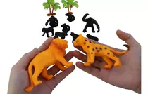 Kit 10 Animais Selvagens Gorila Leão Para Crianças +3 Anos