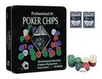 Juego De Poker Naipes 100 Fichas En Estuche Lata 5122