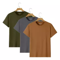 Kit 3 Camisetas Básicas Masculinas Slim Algodão 30.1 Origns