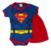 Body + Capa Temáticos Mesversario Bebe Infantil - Superman