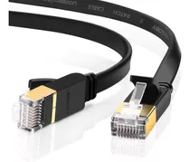 Cable Red Ethernet Chapado Oro Rj45 Plano Gigabit  10 Metros