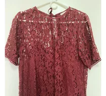 H&m Blusa Encaje Original Dama Talla 16 Vino Tinto