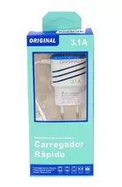 Carregador 2 Entradas Usb V8 3.1a Max 3 Cargas Simultâneas