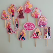 Toppers Para Cupcakes Barbie - Una Docena