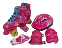 Patines + Kit Protección Niña Deporte Infantil Luces Skates!