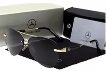 Óculos De Sol Aviador Mercedes Benz Uv400 Polarizado Dourado