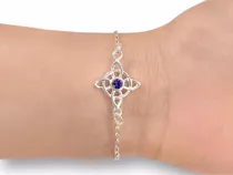 Pulsera Nudo De Bruja Con Piedra Amatista De Plata Nacional