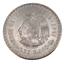 Moneda 5 Pesos Cuauhtémoc Plata Ley 900 Año 1947  Excelente