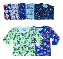Camisas Manga Longa Bebe Criança 1 A 3 Casaco Algodao Kit 3