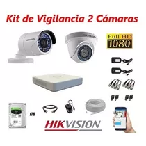 Kit De Vigilancia Hikvision 2 Cámaras Hd 1080p Analógico