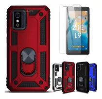 Funda P/ Zte L9, Uso Rudo C/ Anillo Sujetador + Cristal