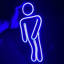 Luminoso Unissex Led Neon Quadro Placa Banheiro Toilet 30cm