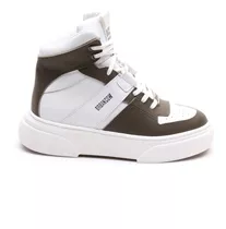 Zapatilla Cuero Mujer Urban Cow Allen Blanco/militar