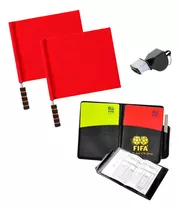 Pack Arbitro De Futbol Banderines Silbato Tarjetas 