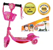 Patinete Scooter Até 35kg Brinquedo Musical Luzes - Rosa.