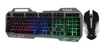 Kit Teclado Semi Mecânico E Mouse 2400dpi Gamer Iluminado