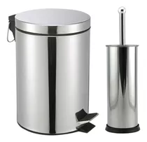 Lixeira Aço Inox Com Pedal 12l Banheiro Cozinha Escova Vaso