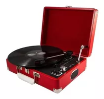 Tocadiscos Tornamesa Vinilo 3 Velocidades Maleta Roja