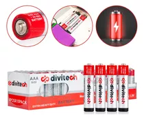 Pilas Aaa Divitech® Original Paquete Con 60 Baterías 1.5v. Baterías Con Excelente Rendimiento   
