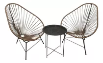 Set Acapulco 2 Sillas Pera + Mesa Plegable Metal Redonda