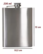 Cantil Inox Frasco Garrafa Whiskeira Whisky Vodka Rum 230ml Cor Inox Escovado