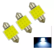 3 Led Luz De Teto Carro Torpedo Cob 31mm Super Branco 6000k