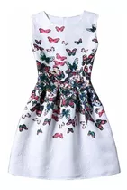 Vestido Elegante Blanco Mariposas Talla S Nuevo Importado