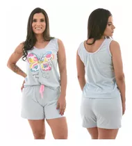 Pijama Feminino Curto Baby Doll E Short Doll 100% Algodão