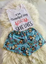 Pijama Conjunto Corto Greys Anatomy Regalo Oferta