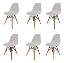 Silla Eames Comedor Cocina Living Pack X6 Unidades Color De La Estructura De La Silla Blanco Color Del Asiento Liso Diseño De La Tela Liso