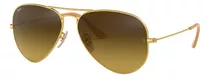 Anteojos De Sol Ray-ban Aviator Gradient Small Con Marco De Metal Color Polished Gold, Lente Brown De Cristal Degradada, Varilla Polished Gold De Metal - Rb3025