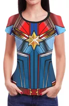 Camiseta Capitã Marvel Feminina Camisa Baby Look Roupas