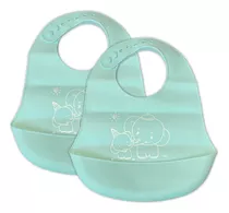 Kit 02 Un Babador De Silicone Impermeável Bebê Infantil Blw