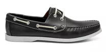 Zapato Mocasín Náutico Cuero Genuino Negro Hombre 332091 6