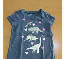 Remera Niña Marca Oshkosh Talle 5t Negro Dinosaurio Dorado