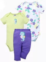 Set Carters 3 Piezas Body Manga Corta Y Pantalón Nena