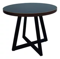 Mesa Ratona De Living Auxiliar Redonda Madera - Hancock 50 Color Negro