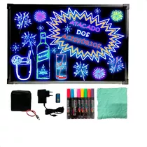 Quadro Lousa Luminoso Led 40x60cm 110v + 6 Canetas Neon