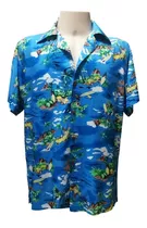 Camisa Masculina Hawaiana Azul Hawai 0055   (verif. Medidas)