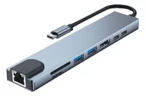 Hub 8 En 1 Tipo C A 1 Hdmi 4k Sd/tf 2 Usb 3.0 Rj45 Y 2 Usb C