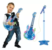 Guitarrinha Com Microfone Infantil Som Luz Conecta Celular