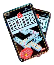 Juego De Domino En Lata Excelente Calidad 28 Fichas A Color