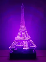 Abajur Luminária De Acrílico De Led Torre Eiffel 3d 30cm