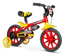 Bicicleta  De Passeio Infantil Nathor Motor X Pu Aro 12 Freio Tambor Cor Vermelho/amarelo Com Rodas De Treinamento
