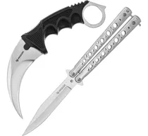 Cuchillo Karambit Y Navaja Mariposa Combo Plateado Csgo