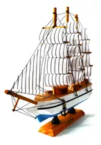 Navio Caravela Barco Madeira Enfeite 24cm Decoração Coleção